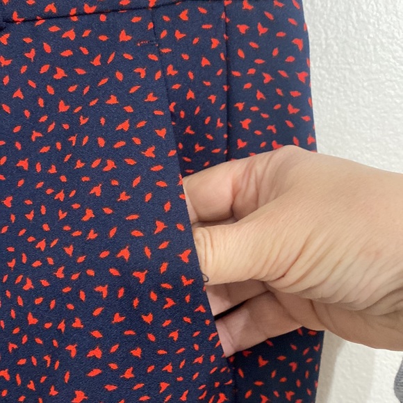 Banana Republic Women Avery Pant Size 4 Navy Red Straight Fit Patterned Mid Rise - Picture 7 of 13